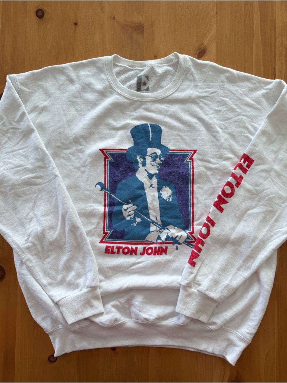 Elton John White Graphic Crewneck Sweater
